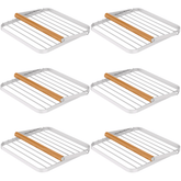 Kit 3 Porta Guardanapos Branco Aço e Madeira Suporte Guardanapos de Mesa Bar Metalla da Yoi
